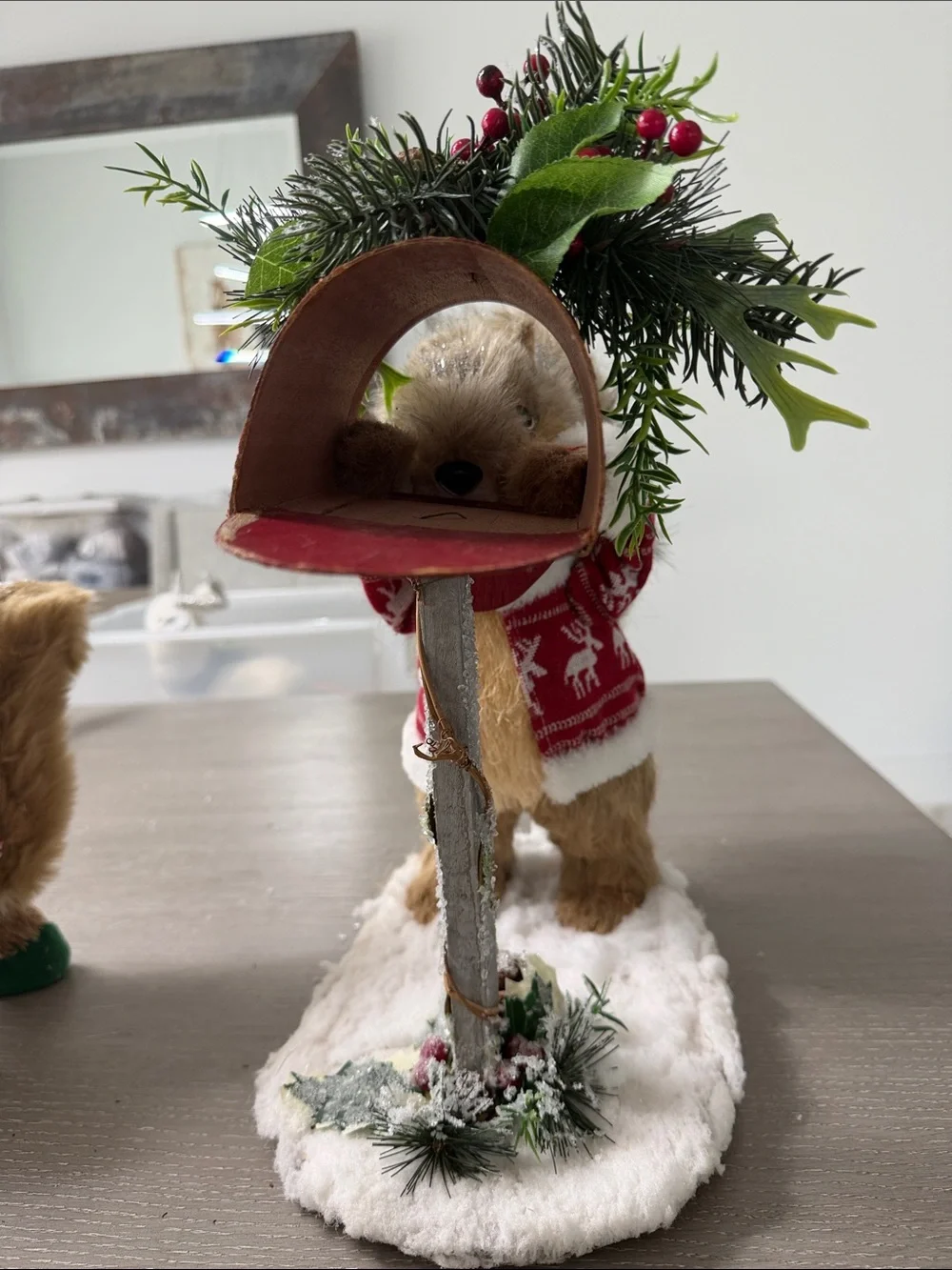 Pier 1 Imports Flocked Holiday Squirrel with Red Sweater. Snowman and Penguin.